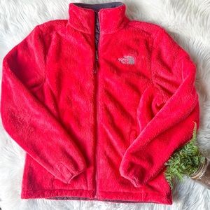 The North Face Osito Women's Jacket Coral/Red Rococco Gray Fleece Full Zip Small
